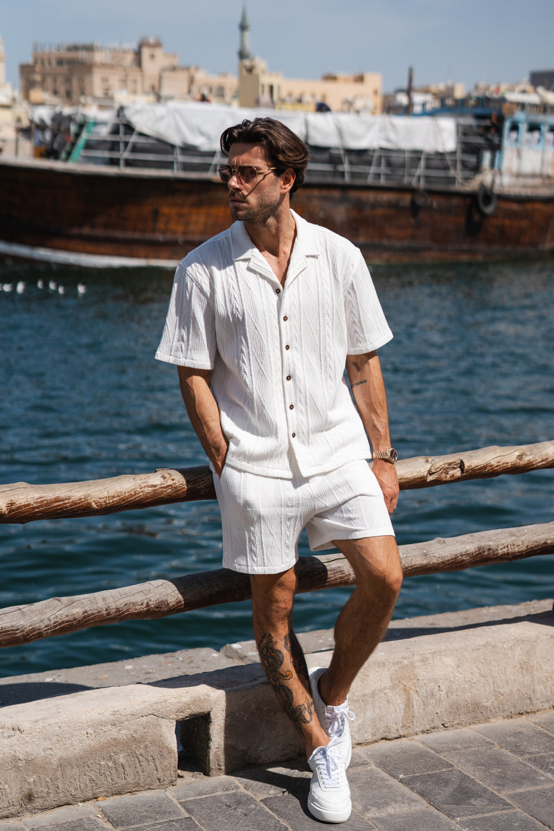 Jacquard Oversized Resort Shirt - Off White